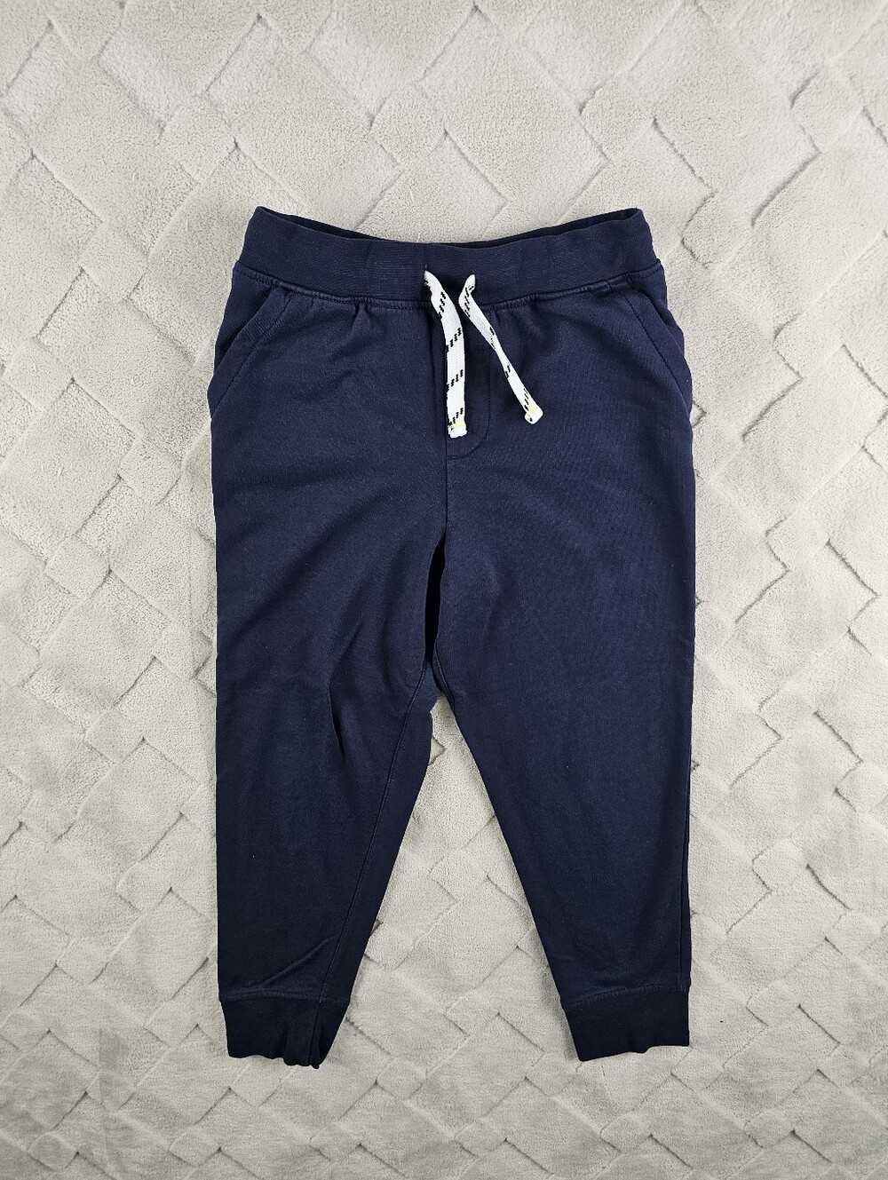 Crewcuts Navy Blue Jogger Sweatpants Youth large 10-12 with White Drawstring